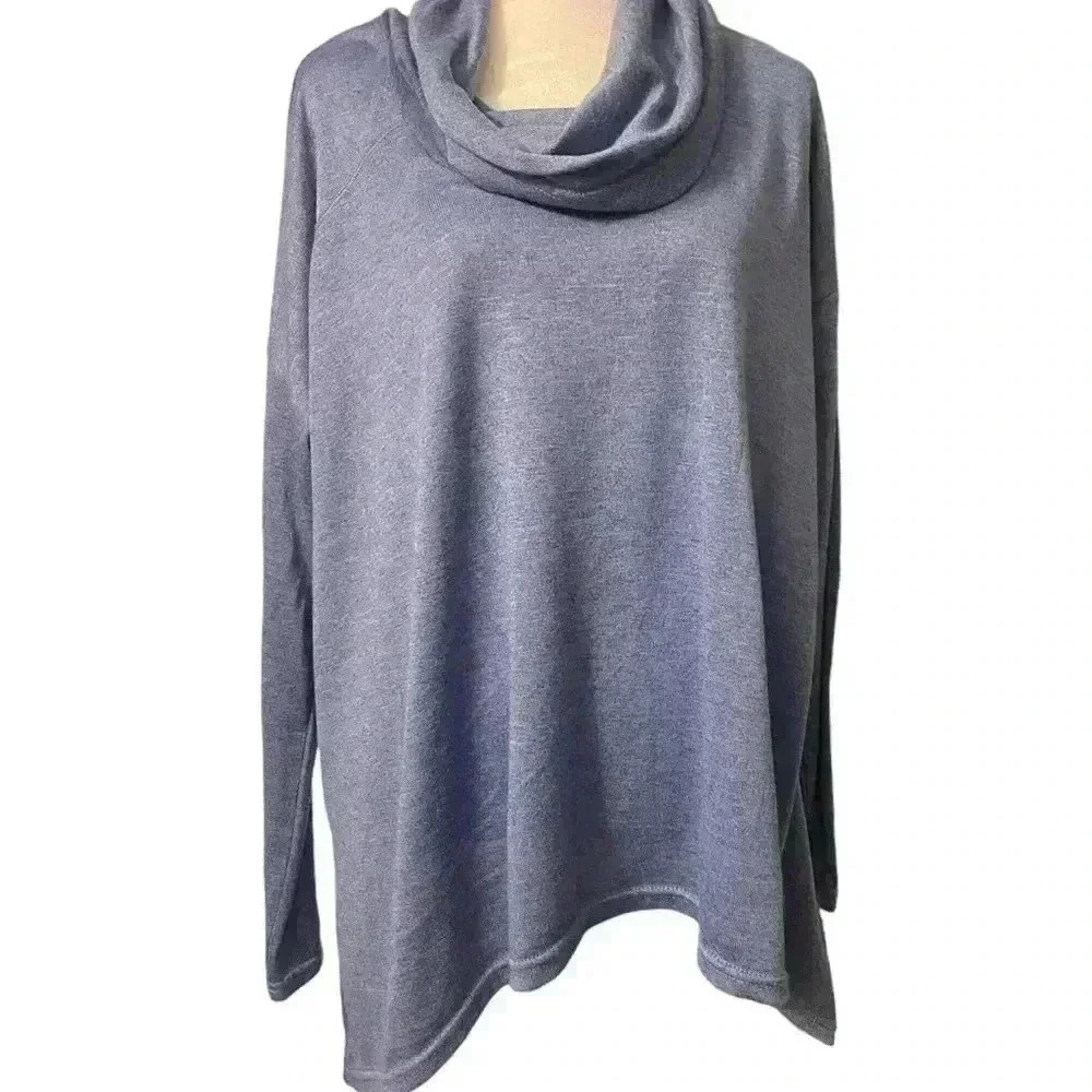 Jones  New York cowl neck in slate blue long sleeve top women’s size large